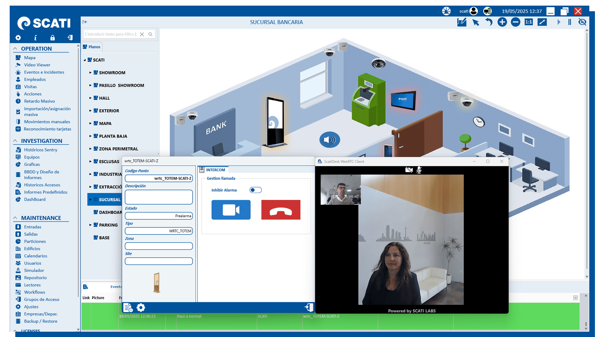 Scati sentry plataforma centralizada interfaz assistant